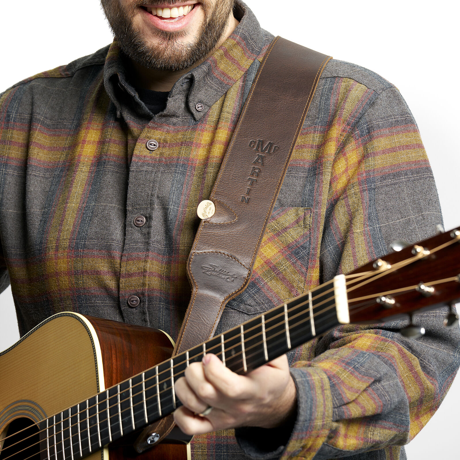 Martin Martin Saddleback Leather Guitar Strap, Dark Brown - Guitars