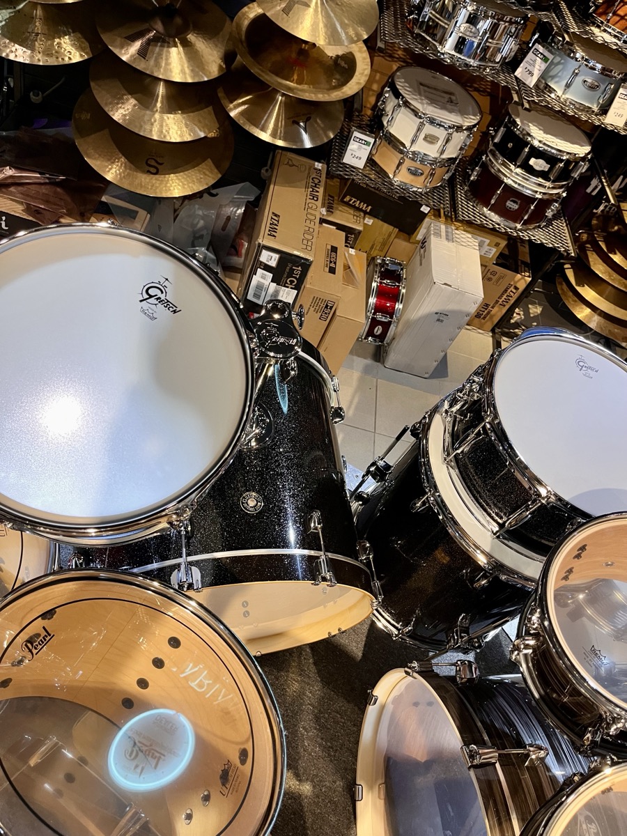 Gretsch Drums Gretsch Catalina Maple 4 Piece Shell Pack 12,16,22 w/Snare In Black Stardust - Drums