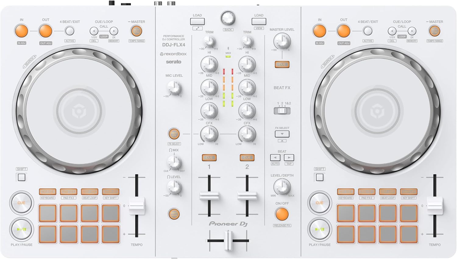 AlphaTheta DDJ-FLX4 2 Deck DJ Controller, White …
