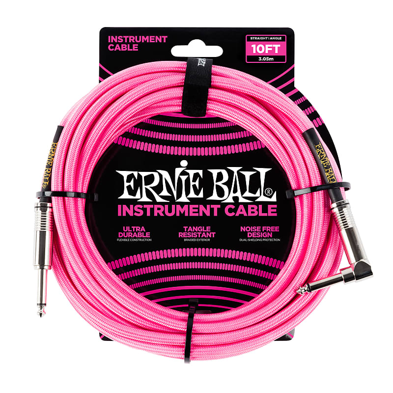 Ernie Ball 10' Straight Angle Braided Cable  &hellip;
