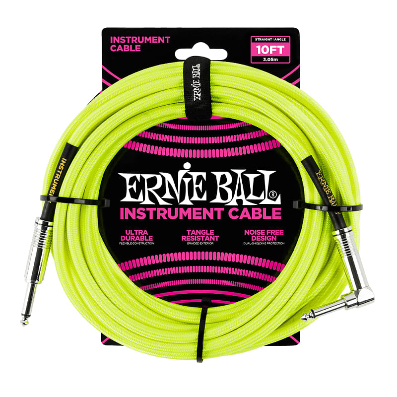 Ernie Ball 10' Straight Angle Braided Cable  &hellip;