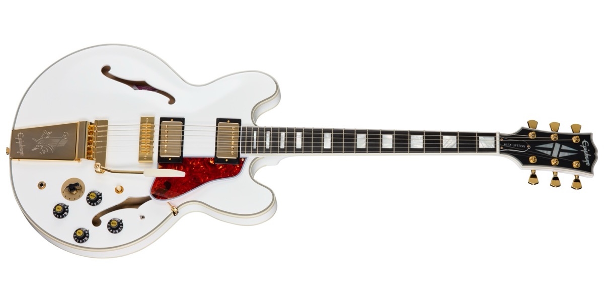 Epiphone Epiphone Alex Lifeson 1976 ES-355 Reissue, Hardshell Case - Alpine White - Guitars