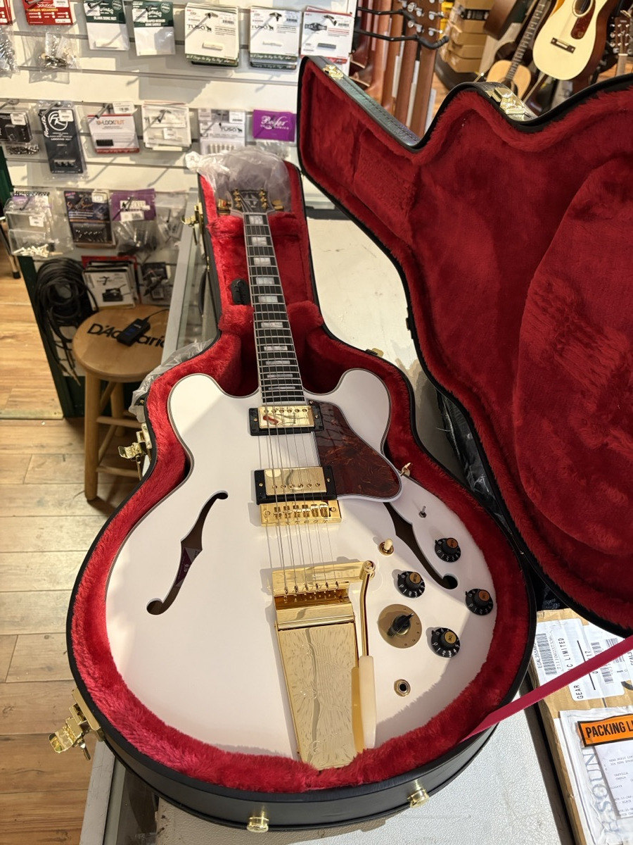 Epiphone Epiphone Alex Lifeson 1976 ES-355 Reissue, Hardshell Case - Alpine White - Guitars