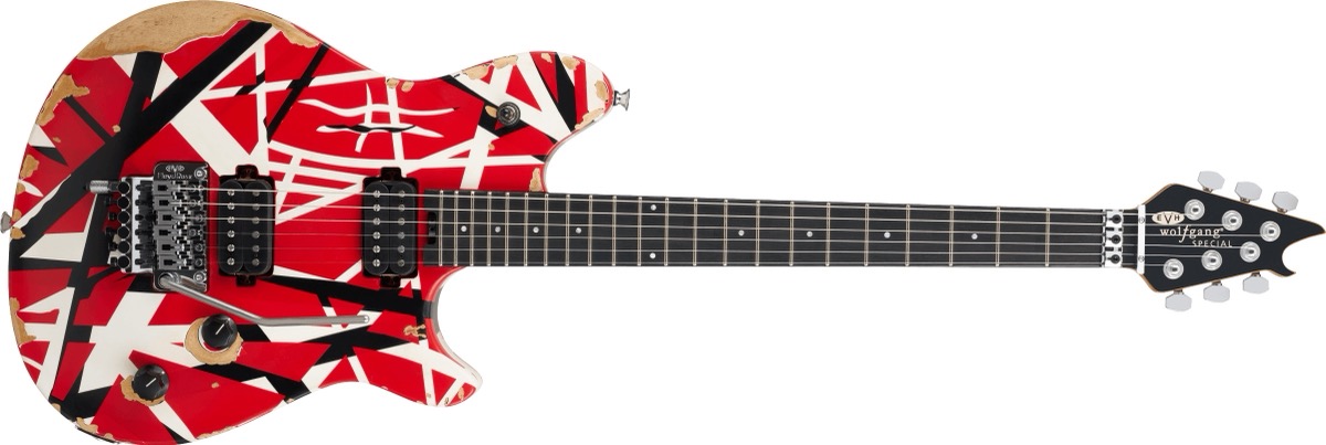 EVH EVH Limited Edition Wolfgang Striped Series Aged, Red With Black Stripes - Guitars