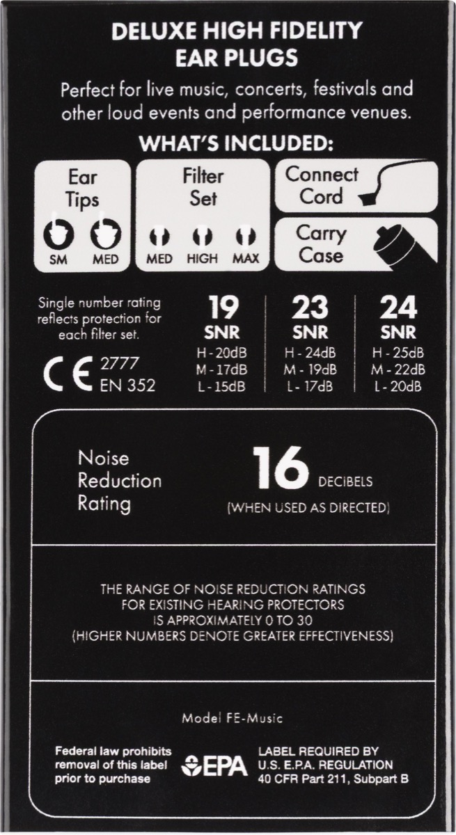 Fender Fender Deluxe Hi-Fi Ear Plugs 20db Noise Reduction - Misc