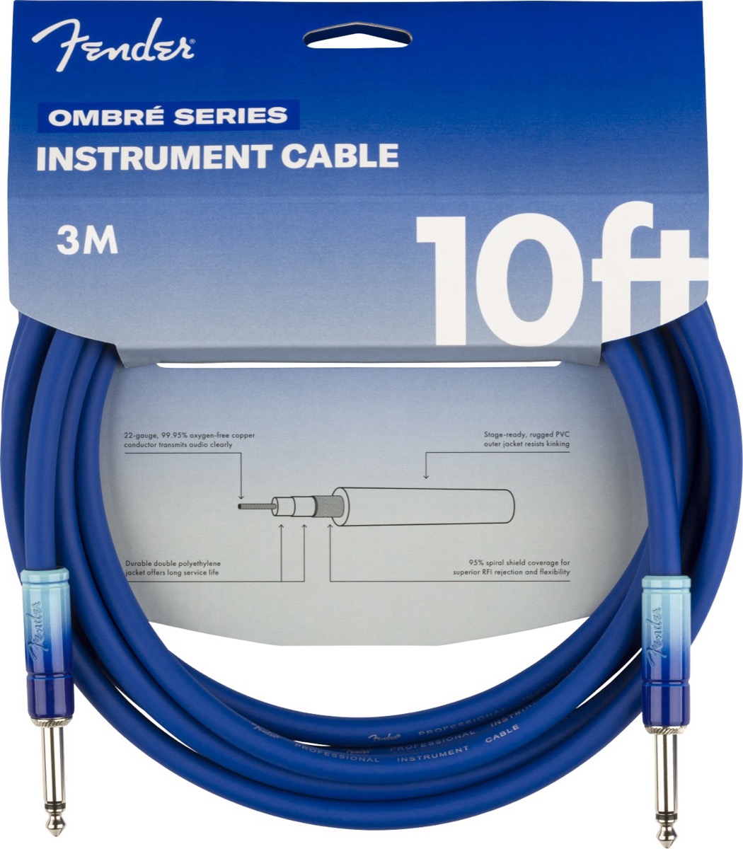 Fender Fender 10 Foot Ombre Series Instrument Cable In Belair Blue - Cables