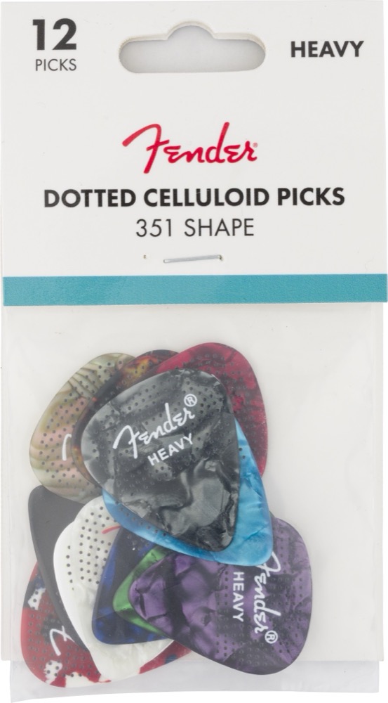 Fender Fender Pick Pack 12 Dotted Celluloid, Heavy- 351 Shape, Textured, Mixed - Misc