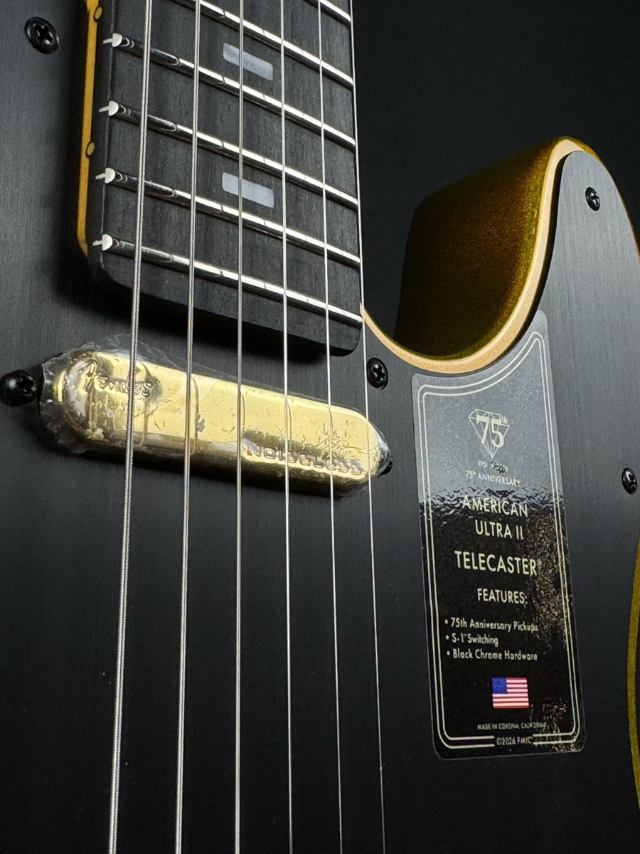 Fender Fender 75th Anniversary American Ultra II Telecaster, Ebony - Liquid Gold - Guitars