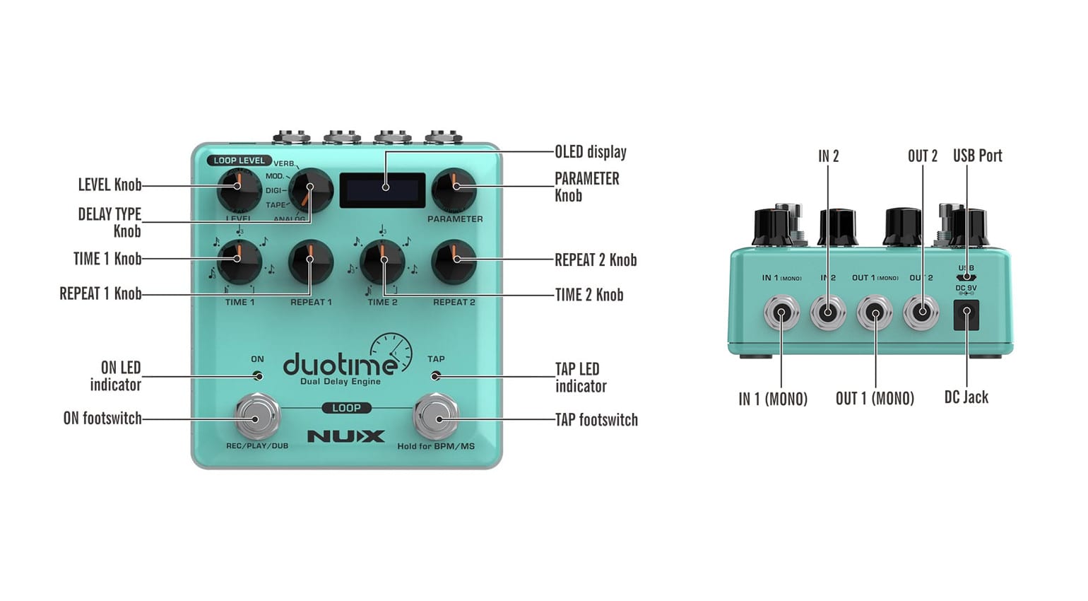 NUX NUX Duo Time Delay And Looper Pedal - Effects