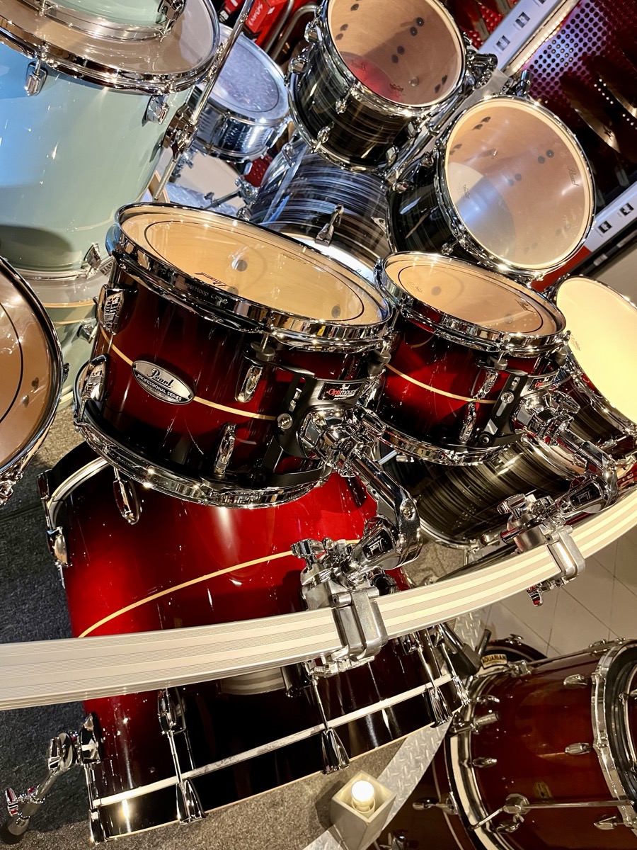 Pearl Pearl Professional Series PMX Shell Pack 10 12 16FT 22, Red Stripe Burst - Drums