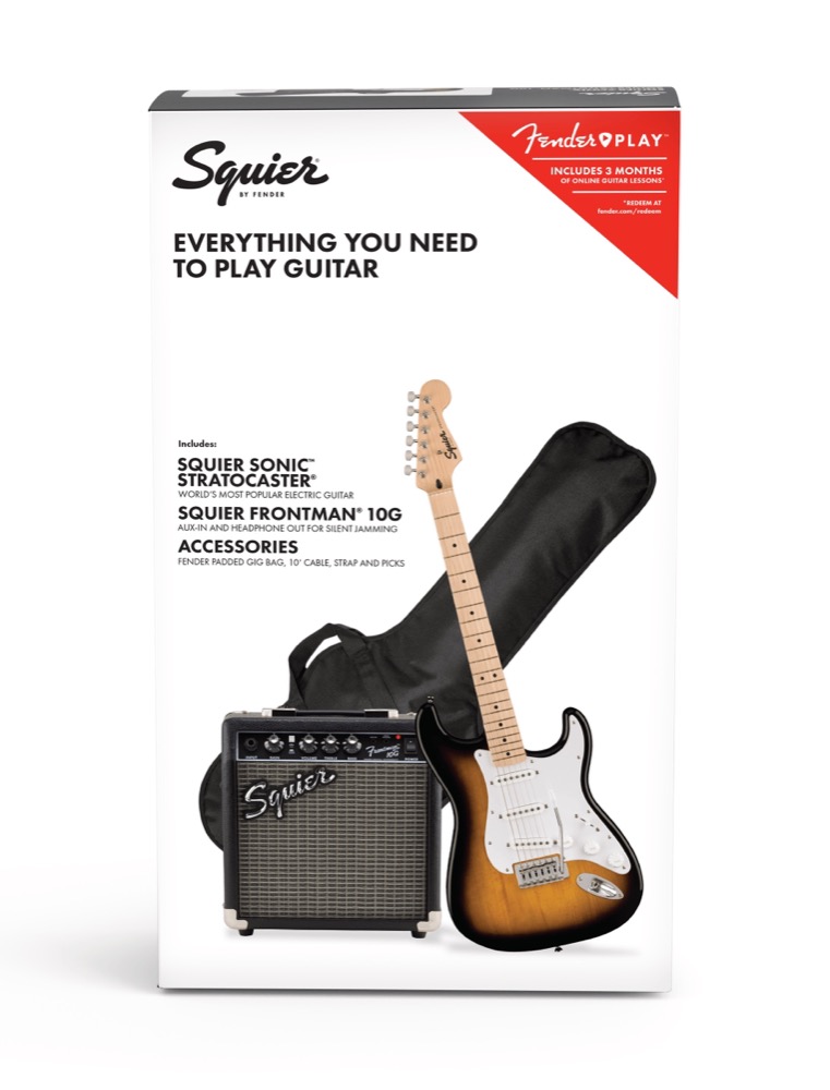 Squier Squier Sonic Strat Pack With Frontman 10G In Brown Sunburst - Guitars