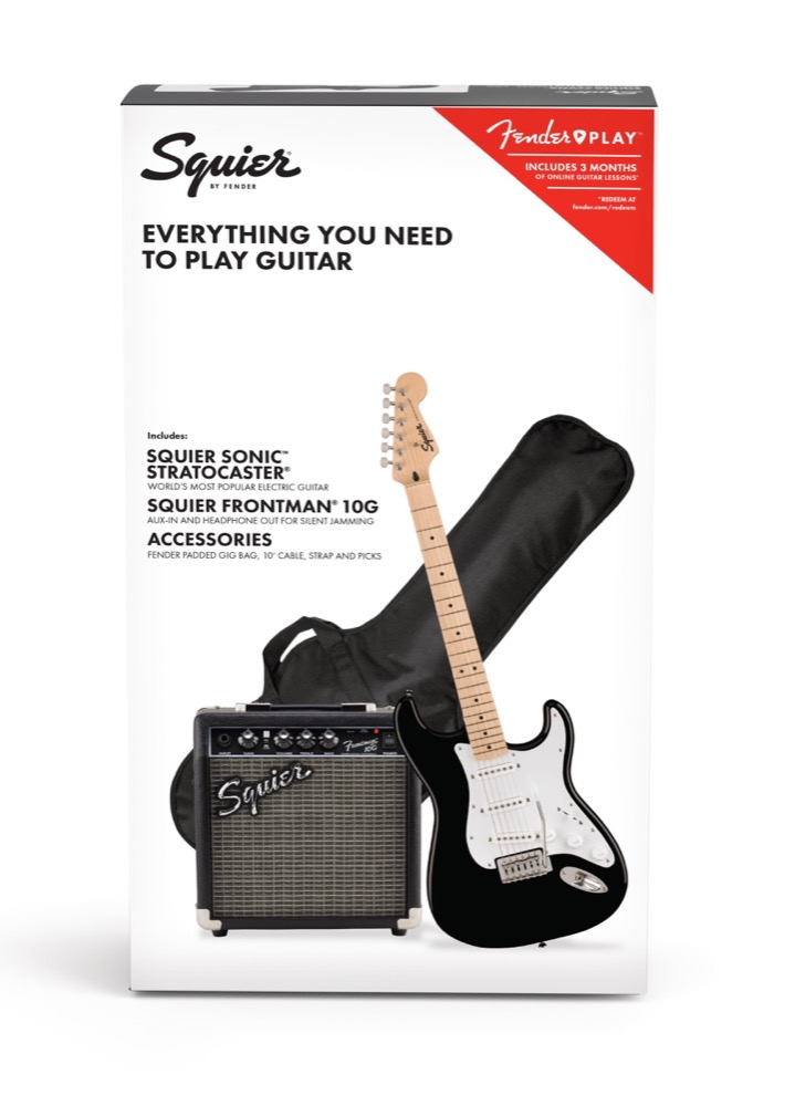 Squier Squier Sonic Strat Pack With Frontman 10G In Black - Guitars