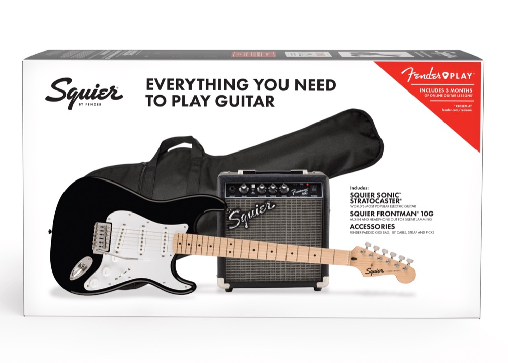 Squier Squier Sonic Strat Pack With Frontman 10G In Black - Guitars