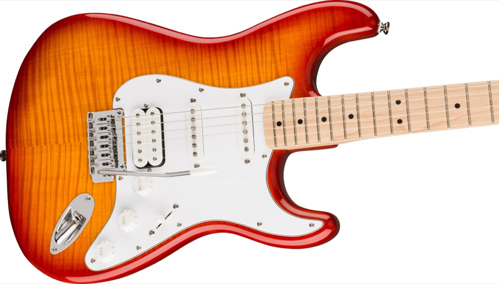 Squier Squier Affinity Strat HSS Flame Maple Top Sienna Sunburst - Guitars
