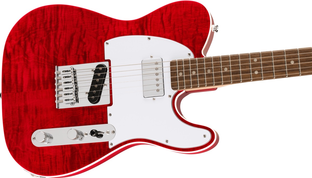 Squier Squier Affinity Tele Flame Maple Top SH, Crimson Red Transparent - Guitars