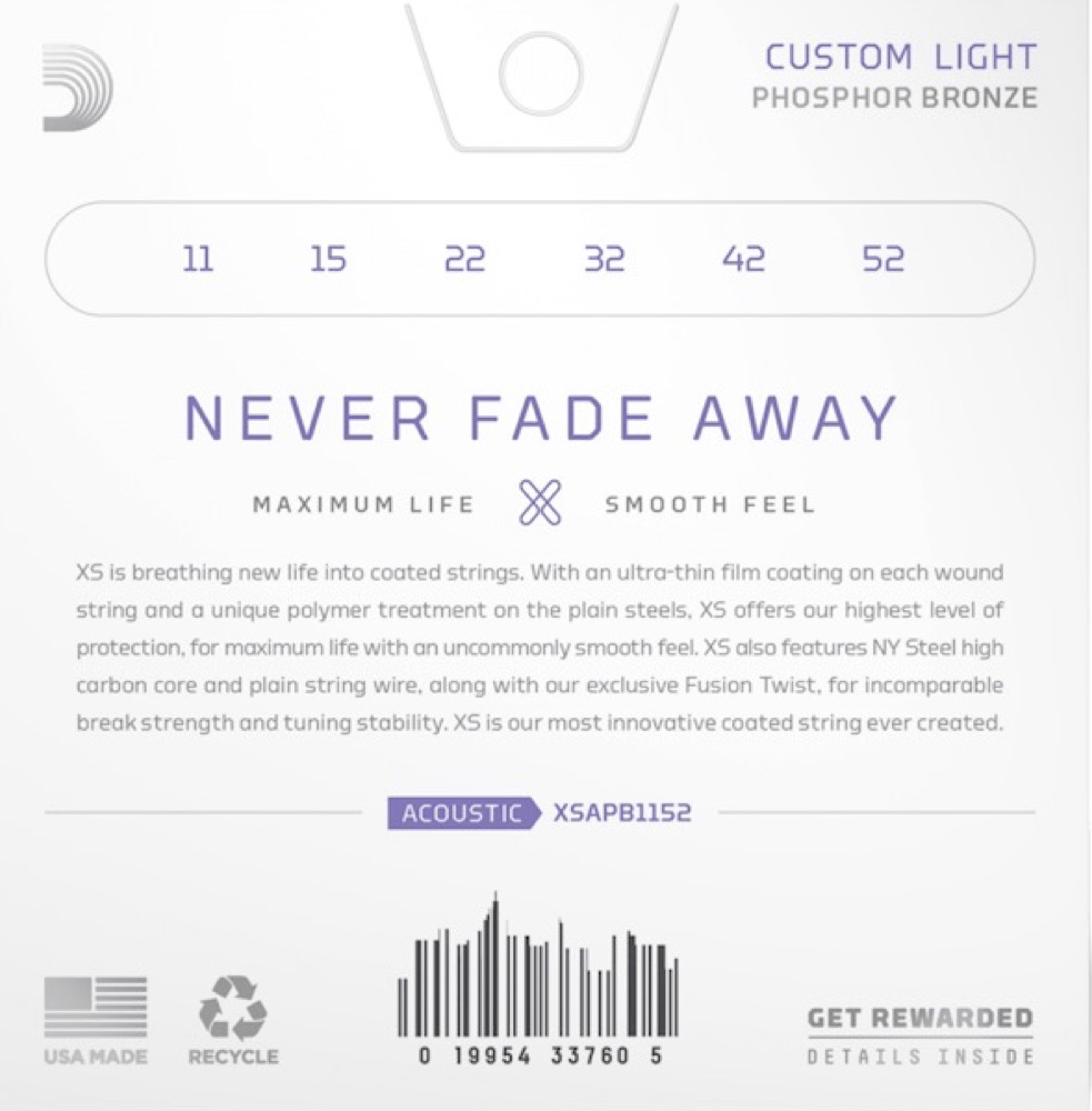 D'Addario D'Addario XS Acoustic Phosphor Bronze Custom Light Guitar Strings 11-52 - Strings