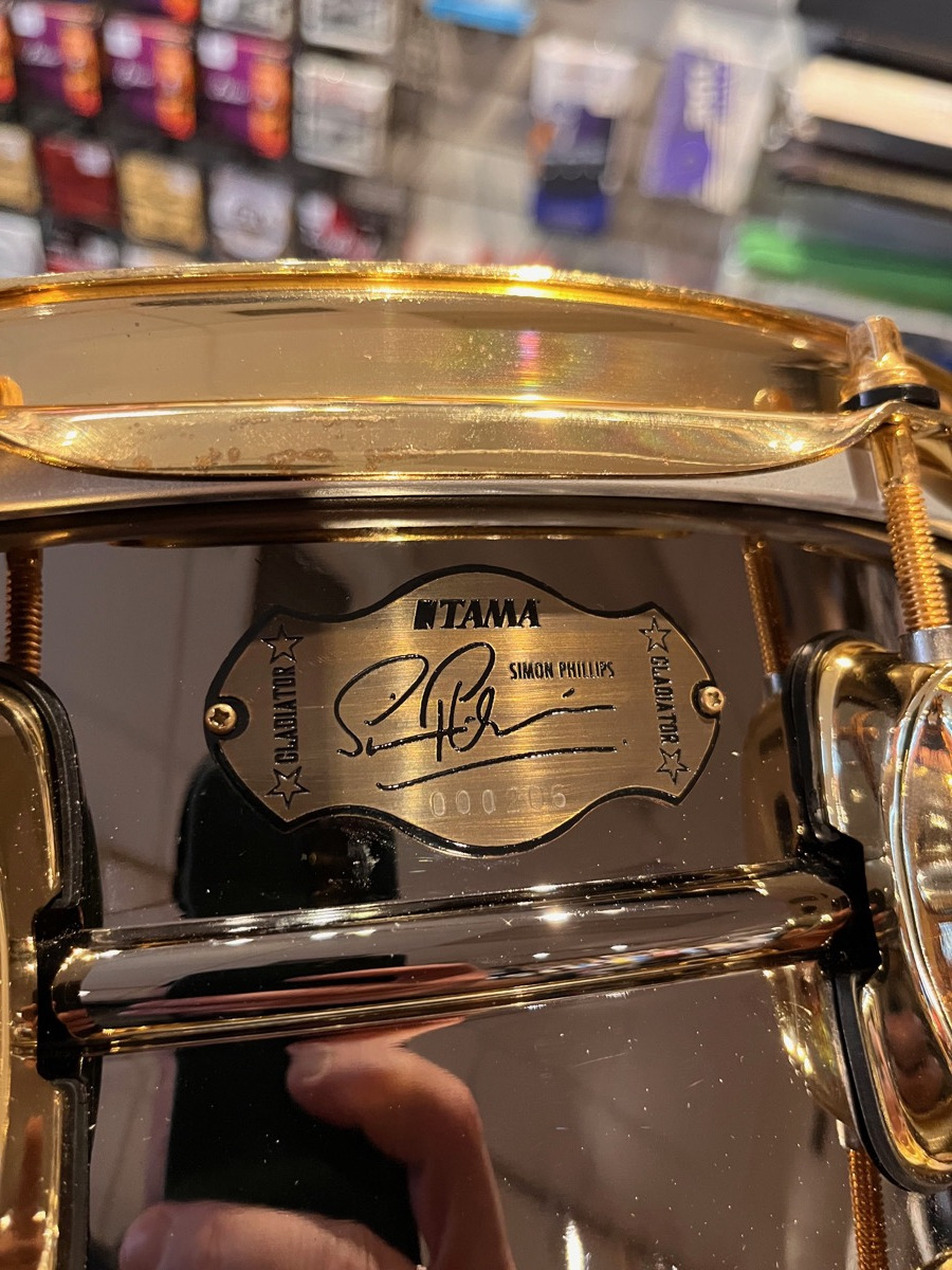 Tama USED Tama Simon Phillips Limited Gladiator Snare, Made In Japan, Gold Hardware - Used