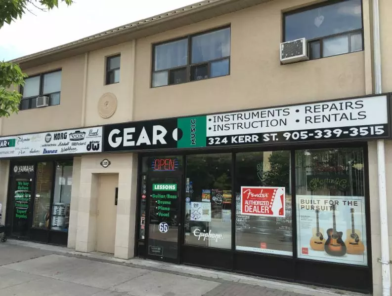 Gear Music storefront on Kerr Street in Oakville