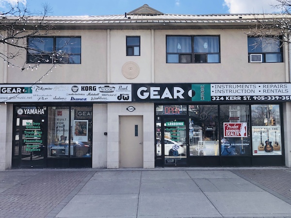 Gear Music storefront on Kerr Street in Oakville